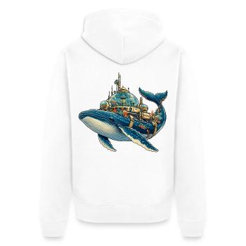 SteampunkWale Unterwasserkosmos - Unisex Premium Bio Zip Hoodie - Weiß - Hinten - Thijin (182cm)
