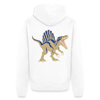 Spinosaurus Blaugestreift Vintage - Unisex Premium Bio Zip Hoodie - Weiß - Hinten - Thijin (182cm)