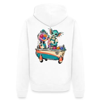 Galaktischer Drache mischt kosmisches Getränk - Unisex Premium Bio Zip Hoodie - Weiß - Hinten - Thijin (182cm)