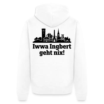 ingbert - Unisex Premium Bio Zip Hoodie - Weiß - Hinten - Thijin (182cm)