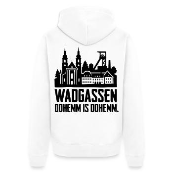 Wadgassen dohemm is dohemm spruch silhouette - Unisex Premium Bio Zip Hoodie - Weiß - Hinten - Thijin (182cm)