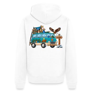 Alaska Camper Wohnmobil - Unisex Premium Bio Zip Hoodie - Weiß - Hinten - Thijin (182cm)