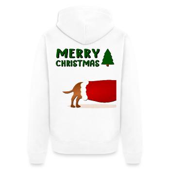 Froher Weihnachtshund - Unisex Premium Bio Zip Hoodie - Weiß - Hinten - Thijin (182cm)
