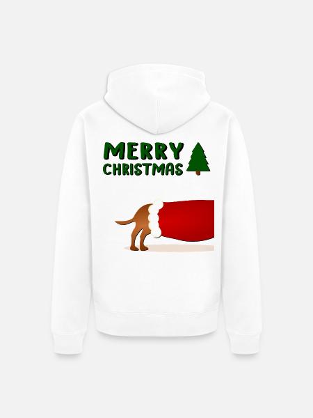 Froher Weihnachtshund - Unisex Premium Bio Zip Hoodie - Weiß