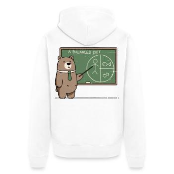 Eine ausgewogene Ernährung für Bären - Unisex Premium Bio Zip Hoodie - Weiß - Hinten - Thijin (182cm)
