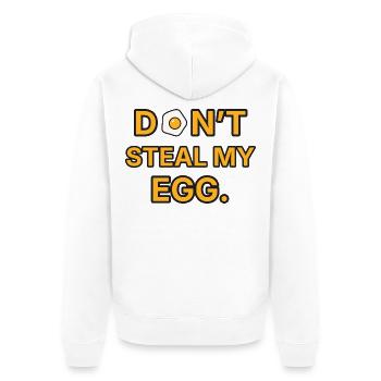 Spiegelei – Don’t steal my egg – Frühstück Spruch - Unisex Premium Bio Zip Hoodie - Weiß - Hinten - Thijin (182cm)