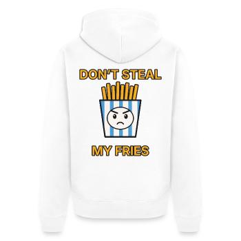Pommes – Don’t steal my fries – lustiger Spruch - Unisex Premium Bio Zip Hoodie - Weiß - Hinten - Thijin (182cm)