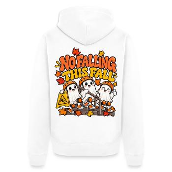 Herbstgeister: Nicht Fallen Motiv - Unisex Premium Bio Zip Hoodie - Weiß - Hinten - Thijin (182cm)