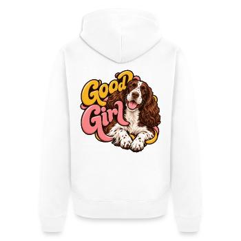 Englischer Springer-Spaniel - Unisex Premium Bio Zip Hoodie - Weiß - Hinten - Thijin (182cm)