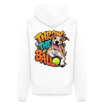 Whippet - Unisex Premium Bio Zip Hoodie - Weiß - Hinten - Thijin (182cm)
