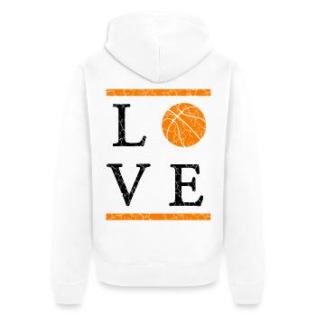 Basketball Design Streetball - Unisex Premium Bio Zip Hoodie - Weiß - Hinten - Thijin (182cm)