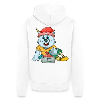 Eisbären Curling - Unisex Premium Bio Zip Hoodie - Weiß - Hinten - Thijin (182cm)