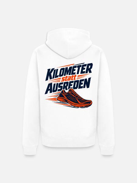 Laufmotivation: Keine Ausreden - Unisex Premium Bio Zip Hoodie - Weiß