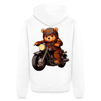 Motorrad Bären Teddy - Unisex Premium Bio Zip Hoodie - Weiß - Hinten - Thijin (182cm)