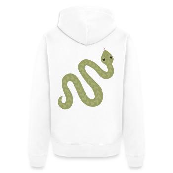 Pastell-Oliven-Schlangen-Anhänger - Unisex Premium Bio Zip Hoodie - Weiß - Hinten - Thijin (182cm)