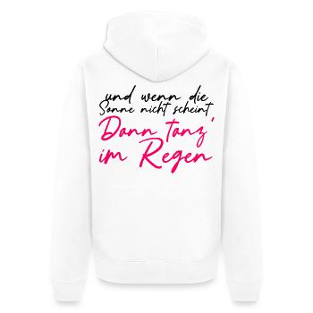 Tanz im Regen Neon Schriftzug - Unisex Premium Bio Zip Hoodie - Weiß - Hinten - Thijin (182cm)