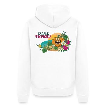 Paradise Tropical Pumpkin Exotische Blumen - Unisex Premium Bio Zip Hoodie - Weiß - Hinten - Thijin (182cm)