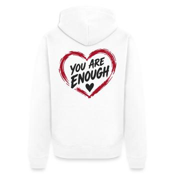 You Are Enough – Herz der Selbstliebe - Unisex Premium Bio Zip Hoodie - Weiß - Hinten - Thijin (182cm)