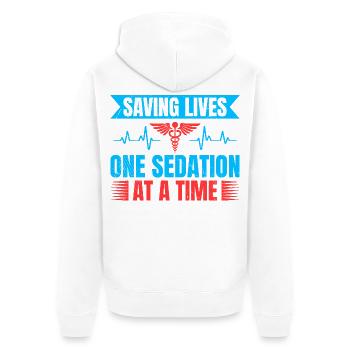 Anesthesiologist One Sedation At Time Anesthesia - Unisex Premium Bio Zip Hoodie - Weiß - Hinten - Thijin (182cm)