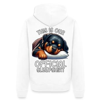 Lustiges Rottweiler Schlafshirt - Unisex Premium Bio Zip Hoodie - Weiß - Hinten - Thijin (182cm)