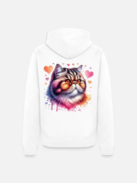 Exotische Kurzhaarkatze - Unisex Premium Bio Zip Hoodie - Weiß