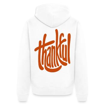 Dankbarkeit  - Unisex Premium Bio Zip Hoodie - Weiß - Hinten - Thijin (182cm)