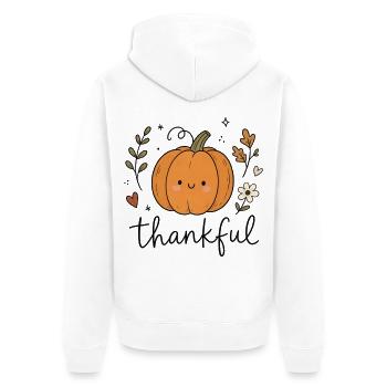Süßer Kawaii Kürbis Herbst Design - Unisex Premium Bio Zip Hoodie - Weiß - Hinten - Thijin (182cm)