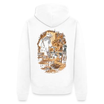 Drechseln Drechsler - Unisex Premium Bio Zip Hoodie - Weiß - Hinten - Thijin (182cm)