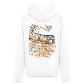Pentanque - Unisex Premium Bio Zip Hoodie - Weiß - Hinten - Thijin (182cm)