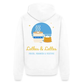 Latkes und Lattes lustiges Chanukka - Unisex Premium Bio Zip Hoodie - Weiß - Hinten - Thijin (182cm)