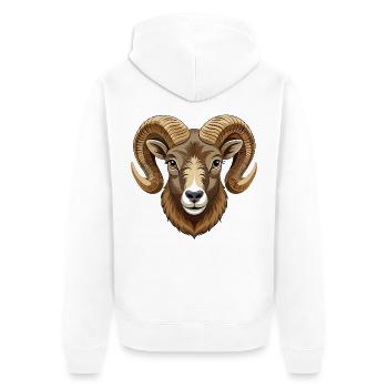 Dickhornschaf - Unisex Premium Bio Zip Hoodie - Weiß - Hinten - Thijin (182cm)
