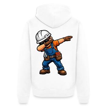 Dabbing Maurer – Lustiges Handwerker Motiv - Unisex Premium Bio Zip Hoodie - Weiß - Hinten - Thijin (182cm)