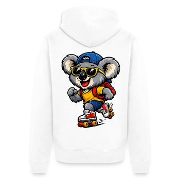 Koala mit Rollschuhen – Süßes Freizeitmotiv - Unisex Premium Bio Zip Hoodie - Weiß - Hinten - Thijin (182cm)