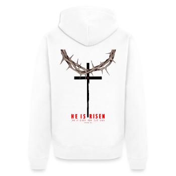 Er Ist Auferstanden Christ Died For Our Sins Krez - Unisex Premium Bio Zip Hoodie - Weiß - Hinten - Thijin (182cm)