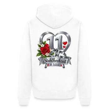 11.Hochzeitstag , 11 Jahre , Stahlhochzeit  - Unisex Premium Bio Zip Hoodie - Weiß - Hinten - Thijin (182cm)