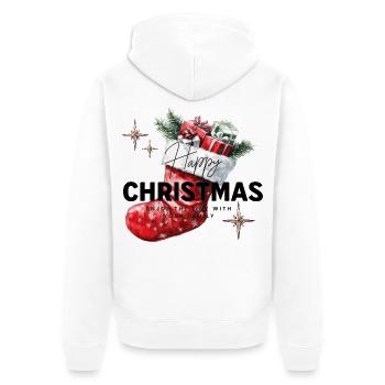 Happy Christmas - Stiefel - Unisex Premium Bio Zip Hoodie - Weiß - Hinten - Thijin (182cm)