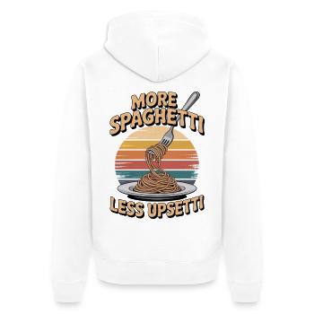 Mehr Spaghetti Weniger Upsetti Süße lustige Pasta - Unisex Premium Bio Zip Hoodie - Weiß - Hinten - Thijin (182cm)