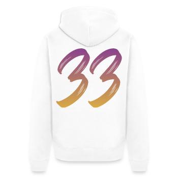33 - Unisex Premium Bio Zip Hoodie - Weiß - Hinten - Thijin (182cm)
