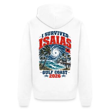 I Survived Isaias Gulf Coast 2026 Storm Survivor - Unisex Premium Bio Zip Hoodie - Weiß - Hinten - Thijin (182cm)