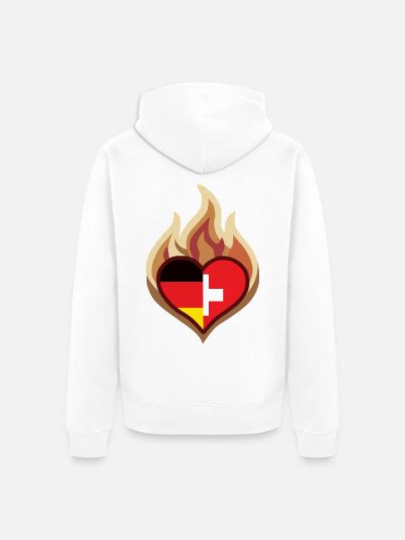 Flammenherz Deutschland Schweiz - Unisex Premium Bio Zip Hoodie - Weiß