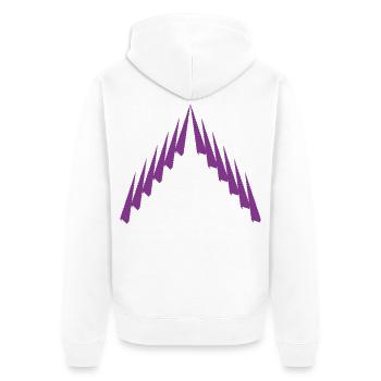Purple Peak Geomuster - Unisex Premium Bio Zip Hoodie - Weiß - Hinten - Thijin (182cm)