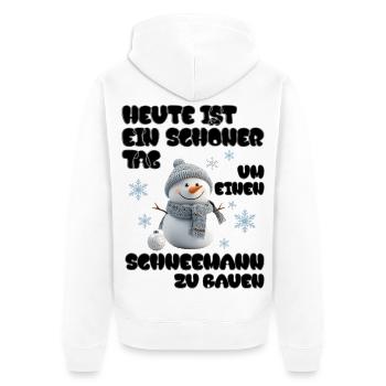 Schneemann Zeit - Snowman Time - Unisex Premium Bio Zip Hoodie - Weiß - Hinten - Thijin (182cm)