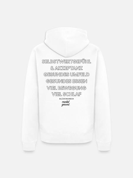 Glückwunsch - mental gesund! - Unisex Premium Bio Zip Hoodie - Weiß