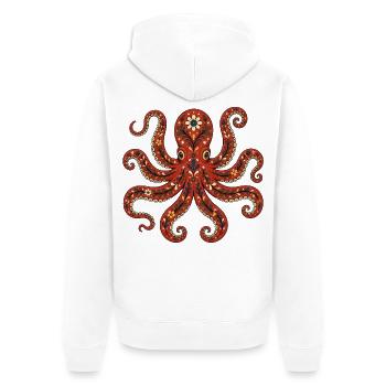 Folk Art Octopus - Unisex Premium Bio Zip Hoodie - Weiß - Hinten - Thijin (182cm)