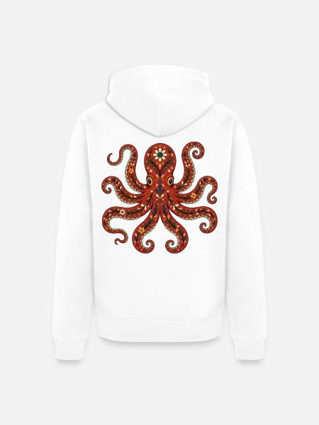 Folk Art Octopus - Unisex Premium Bio Zip Hoodie - Weiß