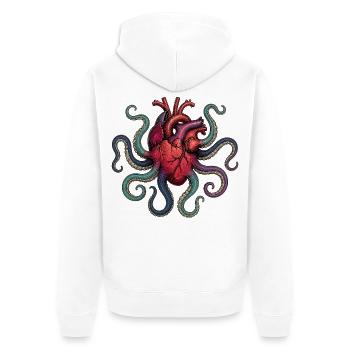 Anatomical Heart Octopus - Unisex Premium Bio Zip Hoodie - Weiß - Hinten - Thijin (182cm)