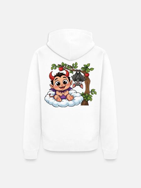 Teufelchen auf Wolke - Unisex Premium Bio Zip Hoodie - Weiß