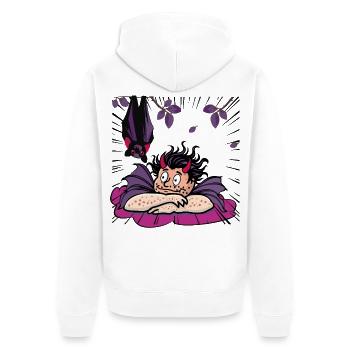 Raffael's Teuflischer Nachttraum nit Fledermaus - Unisex Premium Bio Zip Hoodie - Weiß - Hinten - Thijin (182cm)