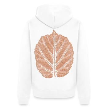 Haselnussblatt / Botanik Blätter - Wald & Natur - Unisex Premium Bio Zip Hoodie - Weiß - Hinten - Thijin (182cm)