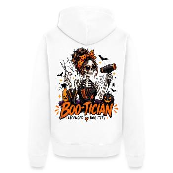 Boo-Tician Halloween-Friseurin Skelettfriseur - Unisex Premium Bio Zip Hoodie - Weiß - Hinten - Thijin (182cm)